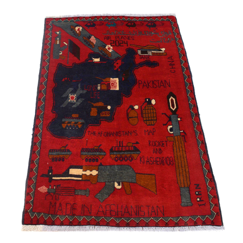 Afghan Collector Heritage War Rug 4.1x2.6 ft