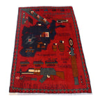 Afghan Collector Heritage War Rug 4.1x2.6 ft
