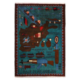 Artisan Handwoven War Carpet 4x2.8 ft