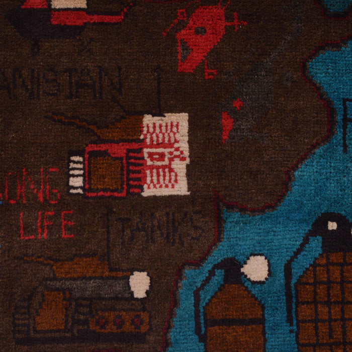 Artisan Handwoven War Carpet 4x2.8 ft