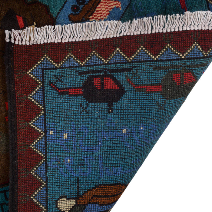 Artisan Handwoven War Carpet 4x2.8 ft