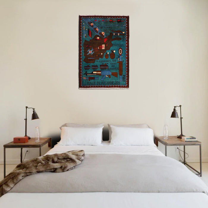 Artisan Handwoven War Carpet 4x2.8 ft