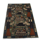 Afghan Symbolic Weapons Art Rug 4x2.7 ft