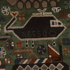 Afghan Symbolic Weapons Art Rug 4x2.7 ft