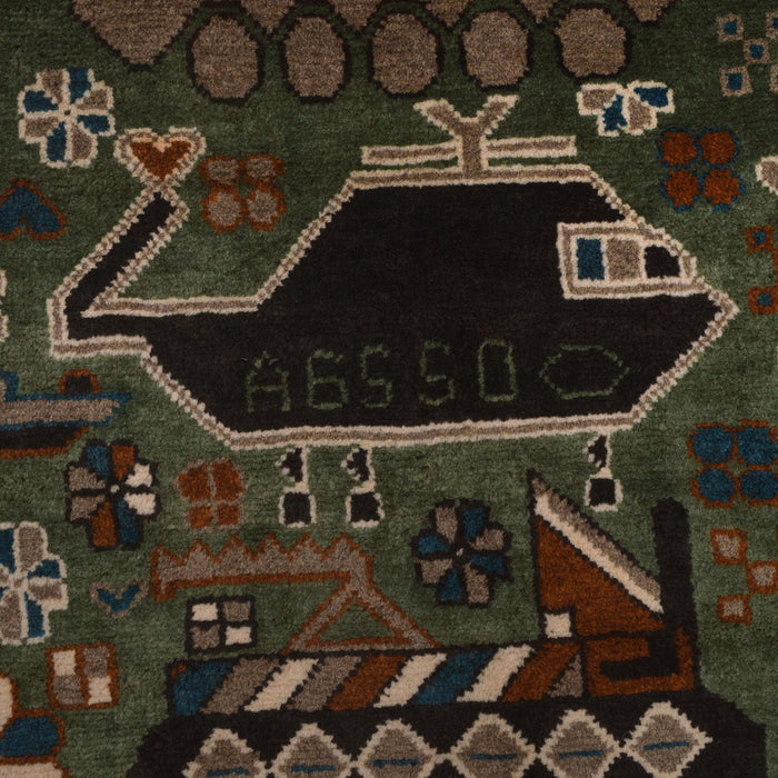 Afghan Symbolic Weapons Art Rug 4x2.7 ft