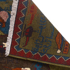 Vintage Cultural Story War Rug 4.1x2.6 ft