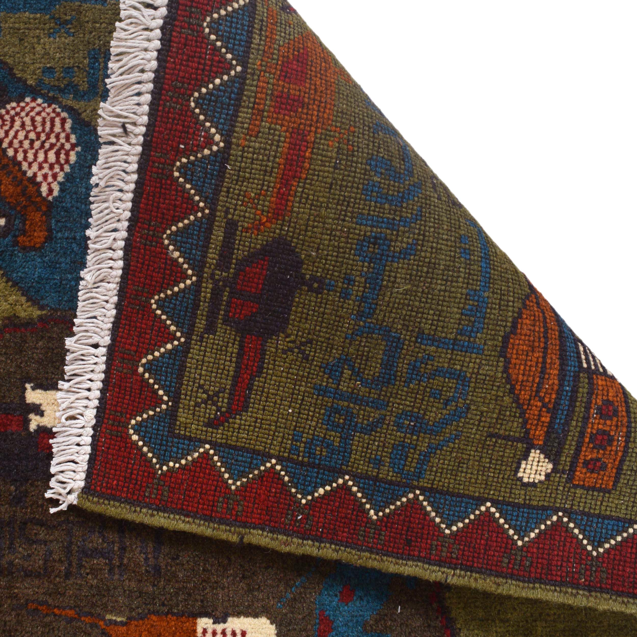 Vintage Cultural Story War Rug 4.1x2.6 ft