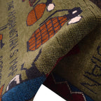 Vintage Cultural Story War Rug 4.1x2.6 ft