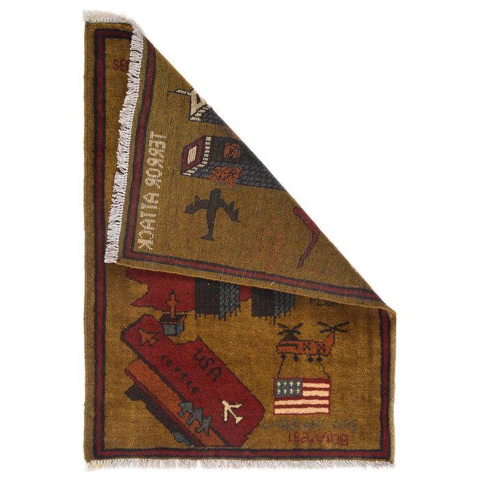 Afghan War 9/11 Scene Tapestry Rug 2.9x2 ft