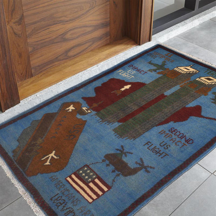 Collectible Artisan 9/11 War Rug 2.9x2 ft