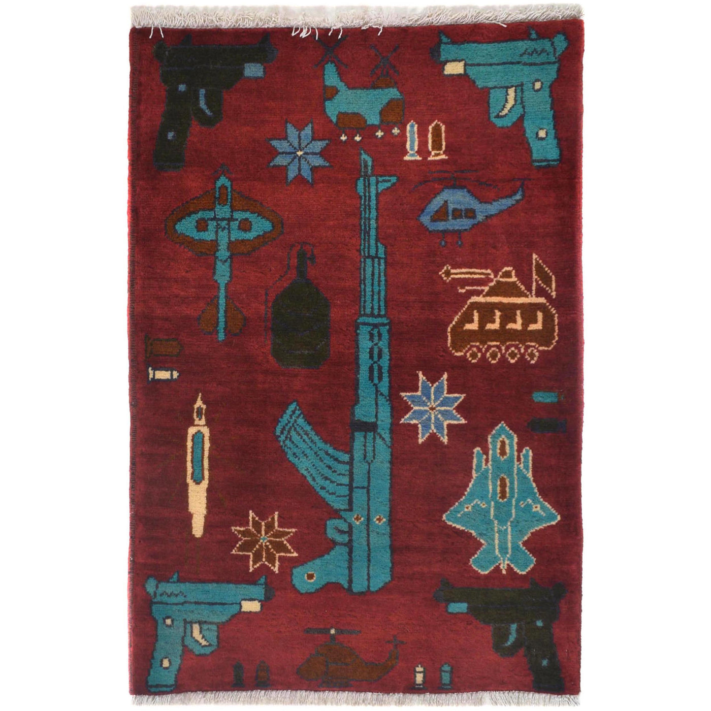 Handmade AK-47 Tribal War Piece 2.8x1.9 ft