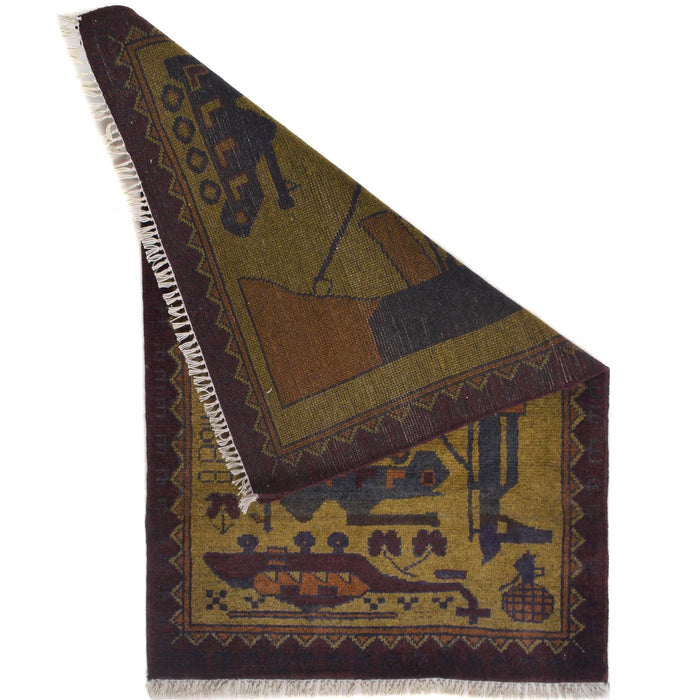 Authentic AK-47 Battle Scene Rug 2.9x2 ft