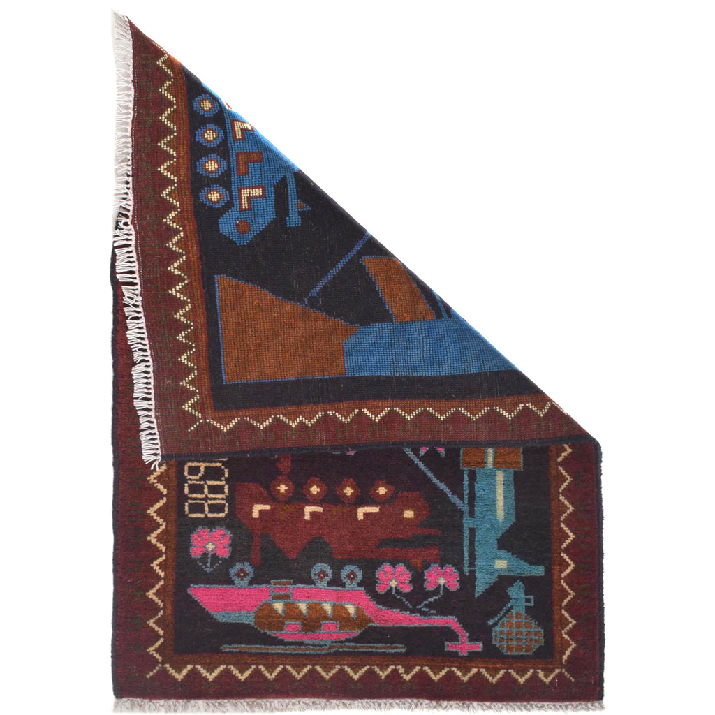 Artisan Crafted AK-47 Weapon Rug 2.9x1.9 ft