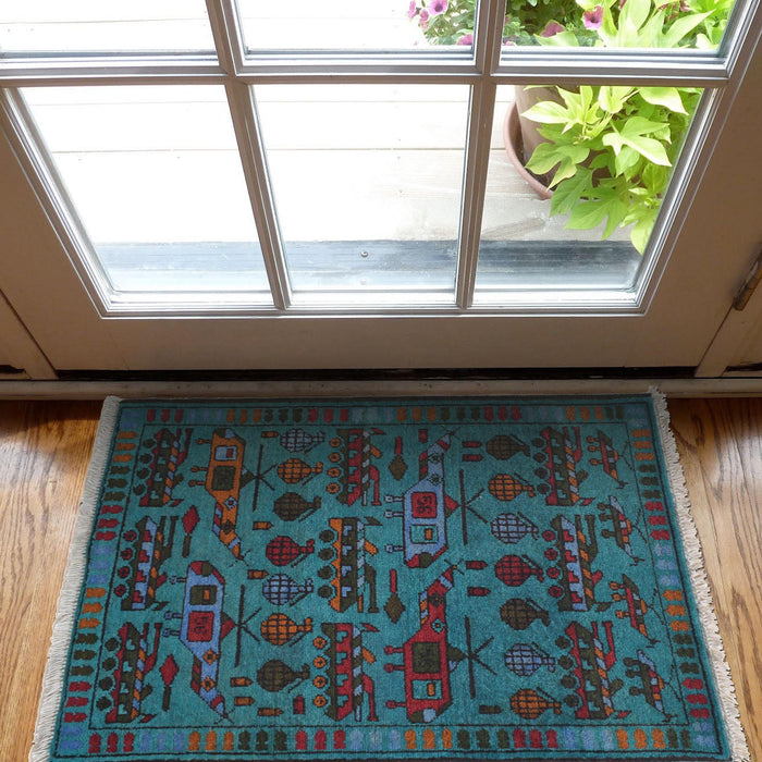 Cultural Story Rug Afghan 2.8x1.9 ft