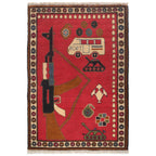 Tribal Heritage Battle AK-47 Carpet 3.1x1.9 ft
