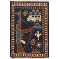 Afghan Handwoven AK-47 War Tapestry carpet 2.9x2.1 ft