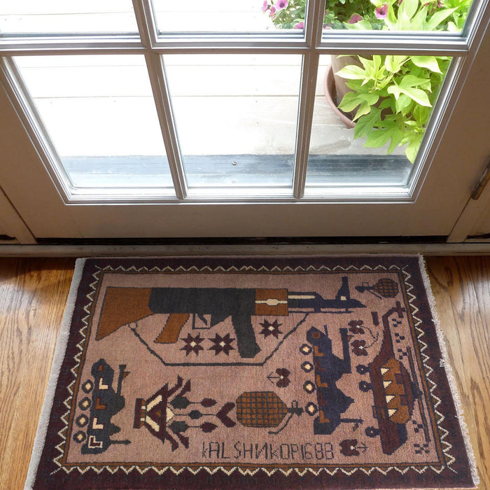 Afghan AK-47 Battle Story Carpet 2.8x2 ft