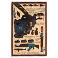 Unique Storytelling War Rug 4.1x2.6 ft