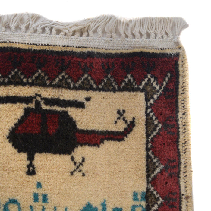 Unique Storytelling War Rug 4.1x2.6 ft