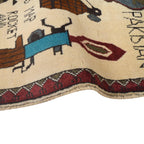 Unique Storytelling War Rug 4.1x2.6 ft