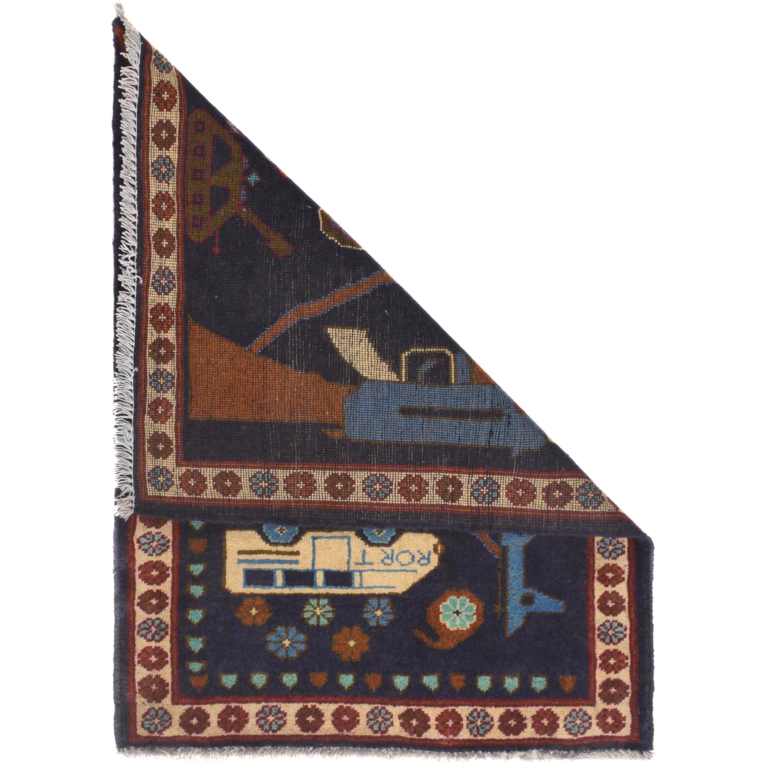 Unique AK-47 Afghan Tribal War Rug 2.8x2 ft