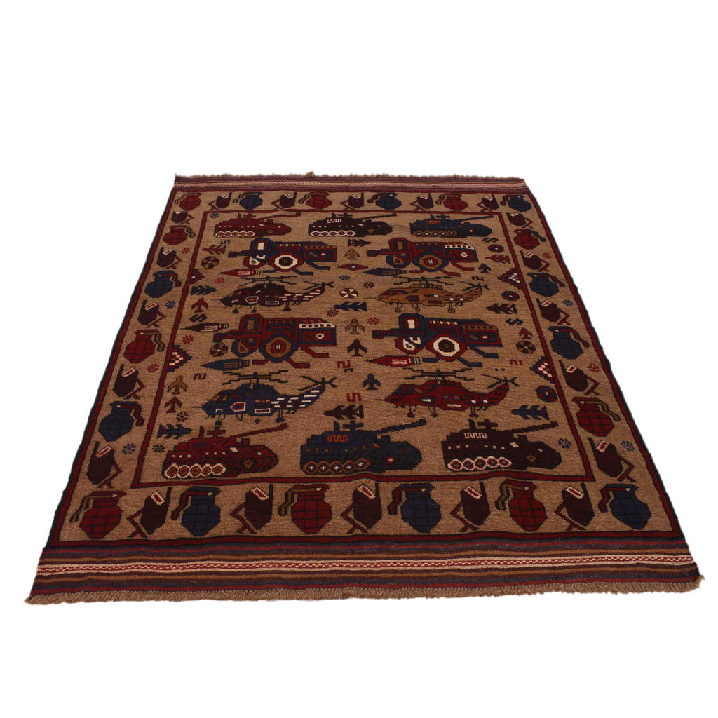 Collector’s Afghan War Weapons Rug 6x4.4 ft