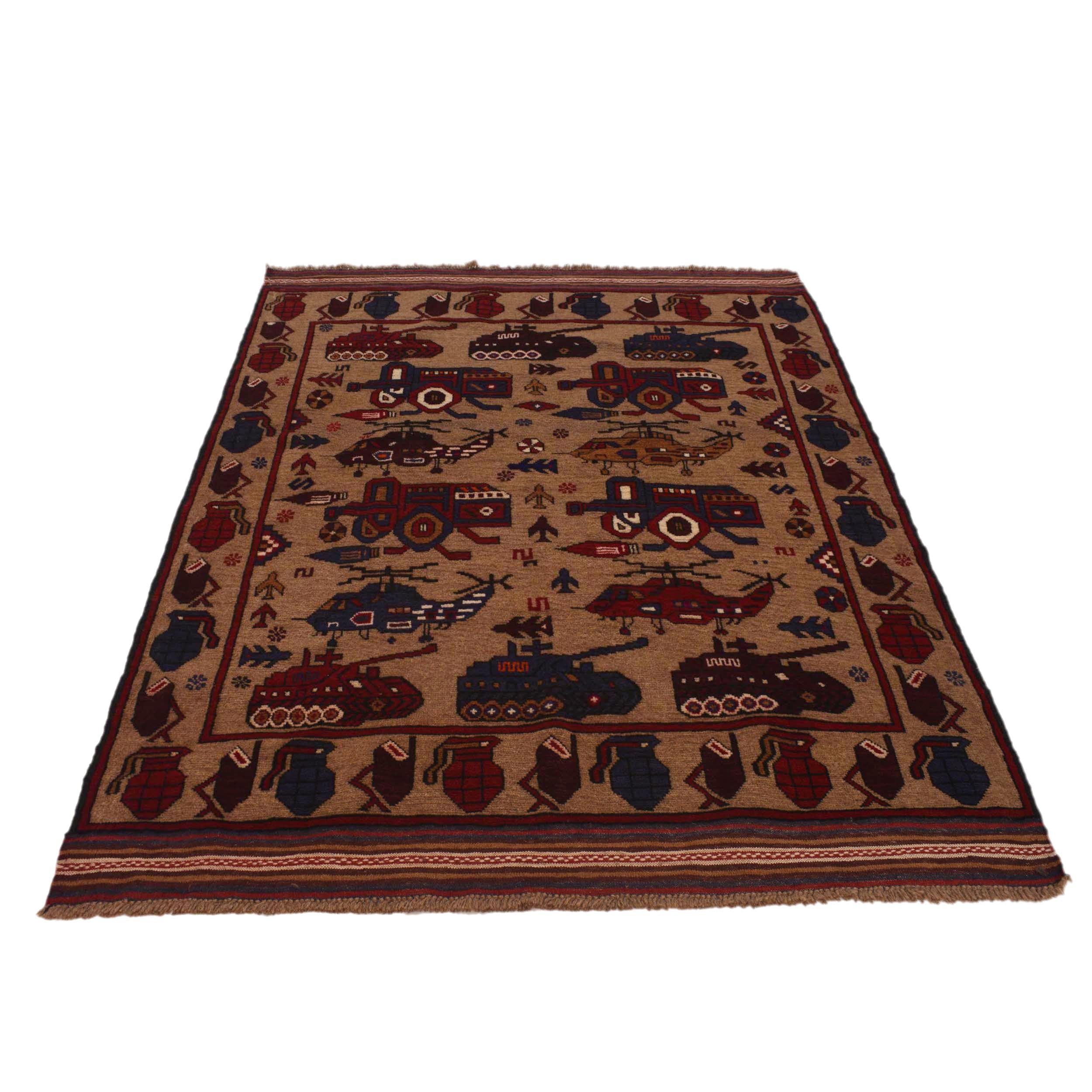 Collector’s Afghan War Weapons Rug 6x4.4 ft