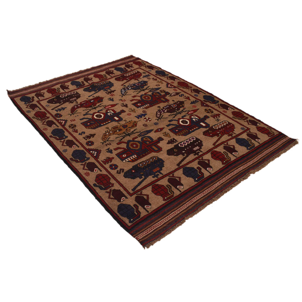 Collector’s Afghan War Weapons Rug 6x4.4 ft