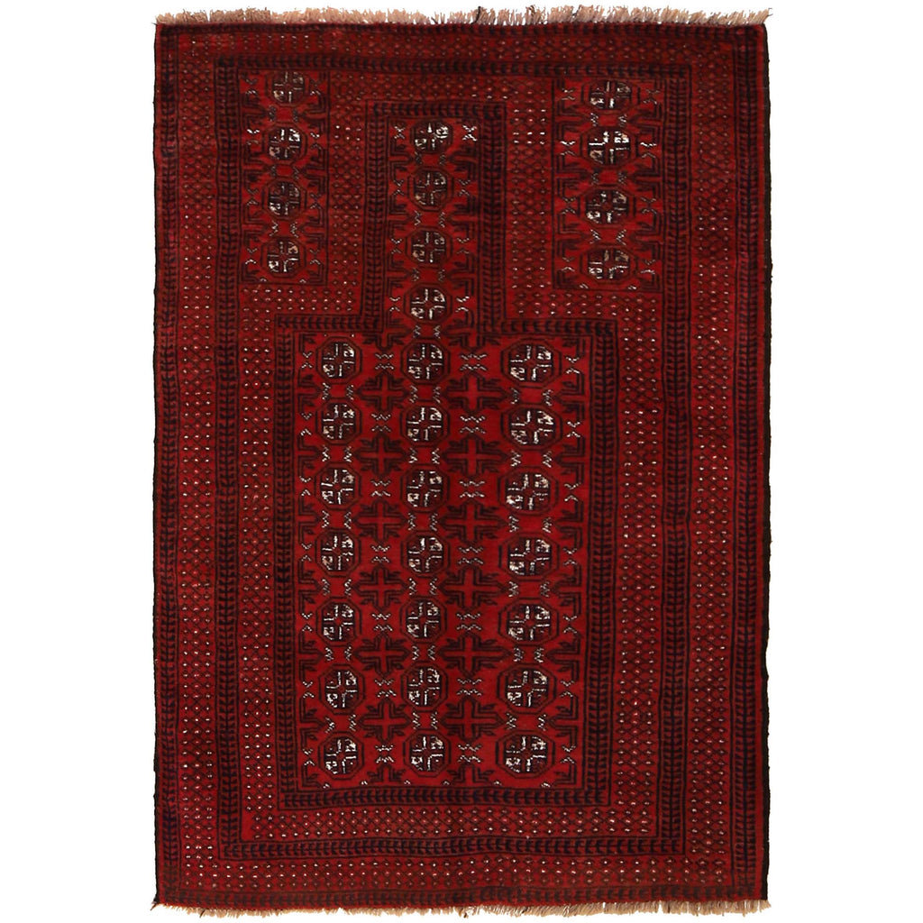 Afghan Prayer Rug Traditional Weave 4.2x2.9 ft