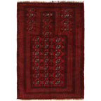 Afghan Prayer Rug Traditional Weave 4.2x2.9 ft