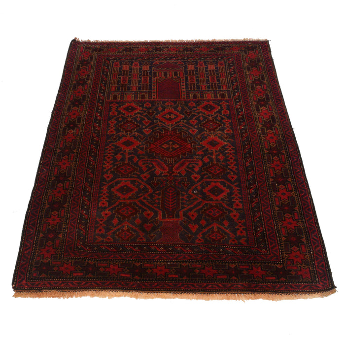 Afghan Nomadic Wool Prayer Mat 4.5x2.9 ft
