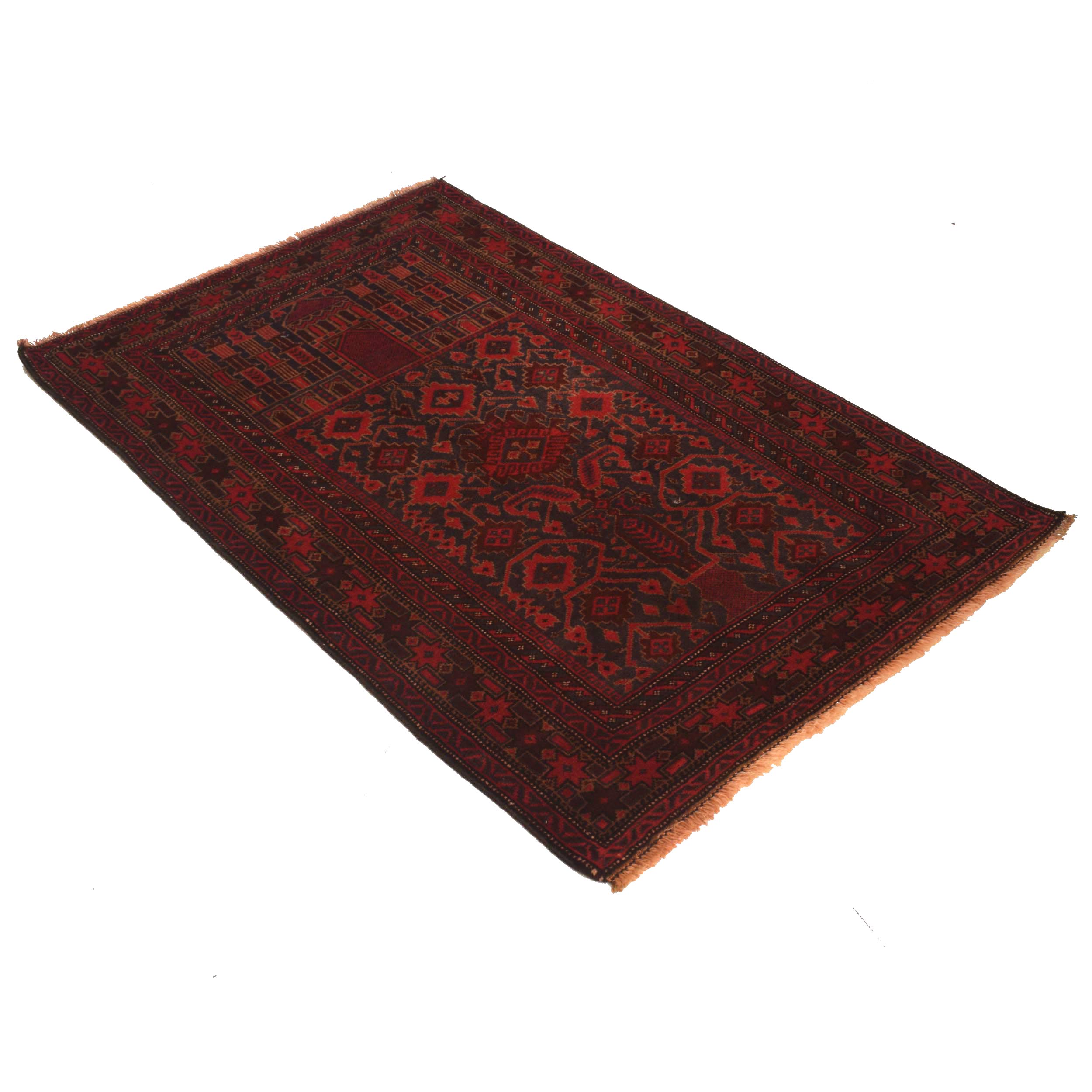 Afghan Nomadic Wool Prayer Mat 4.5x2.9 ft