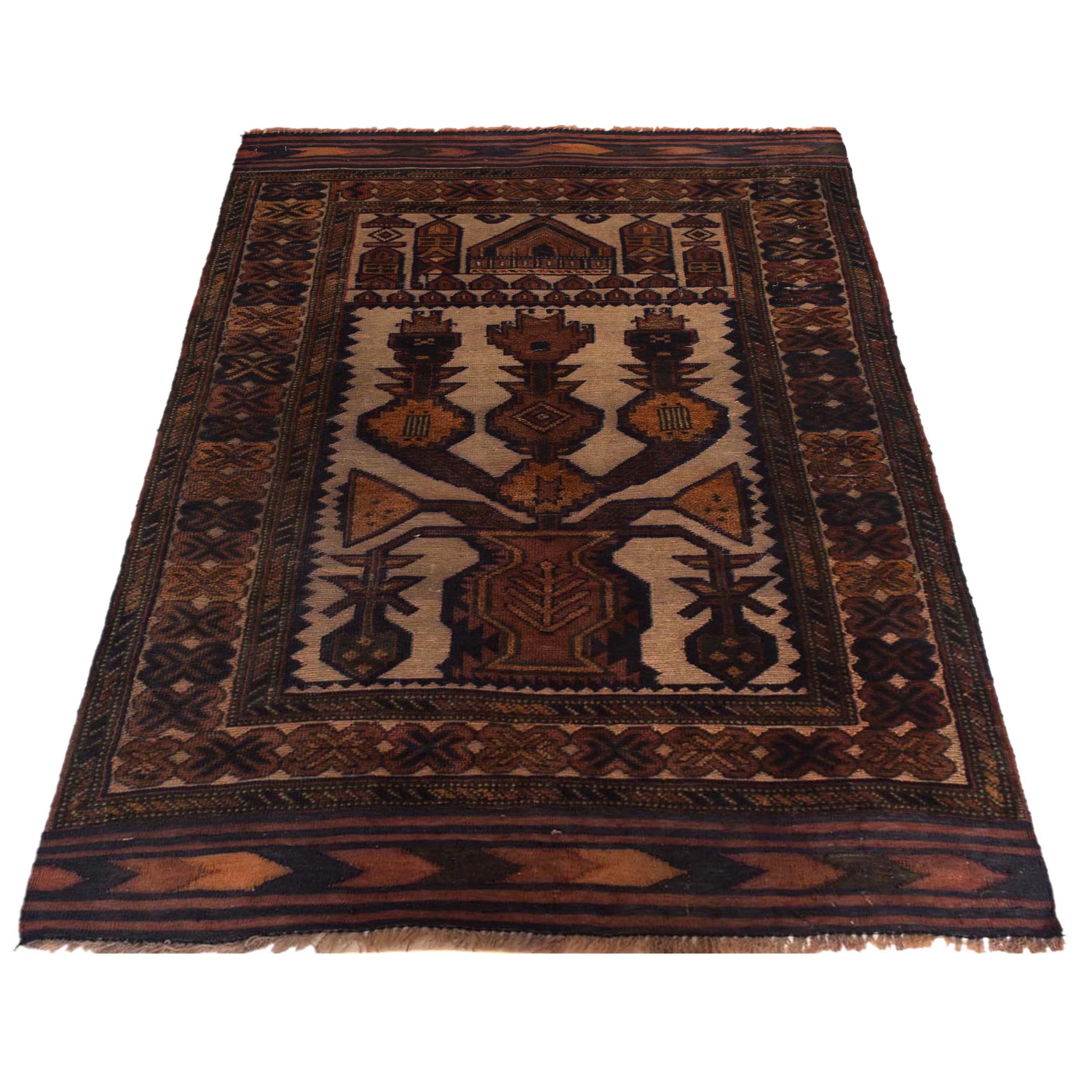 Handmade Afghan Prayer Rug Piece 4.2x2.6 ft