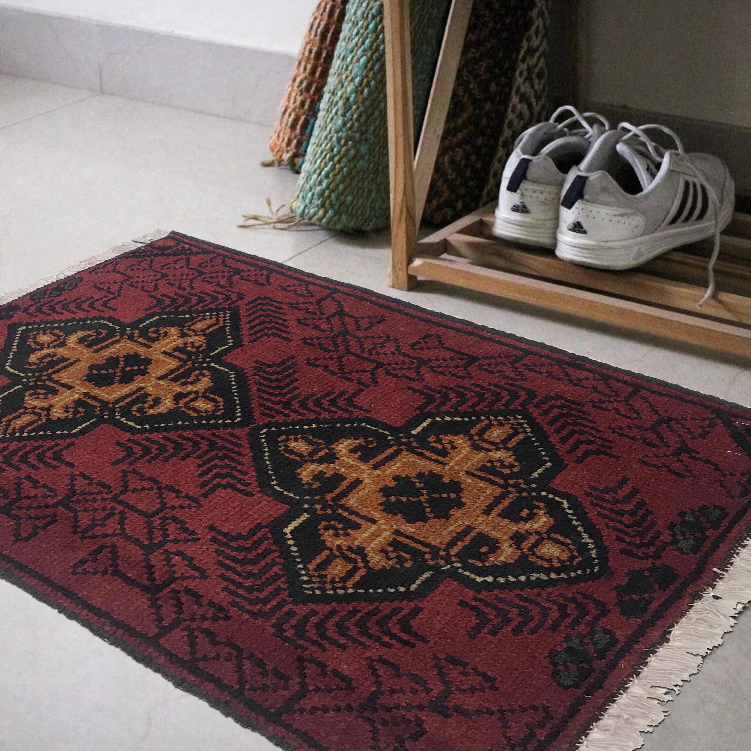 Cozy Woven Wool Threshold Mat 2x1.4 ft