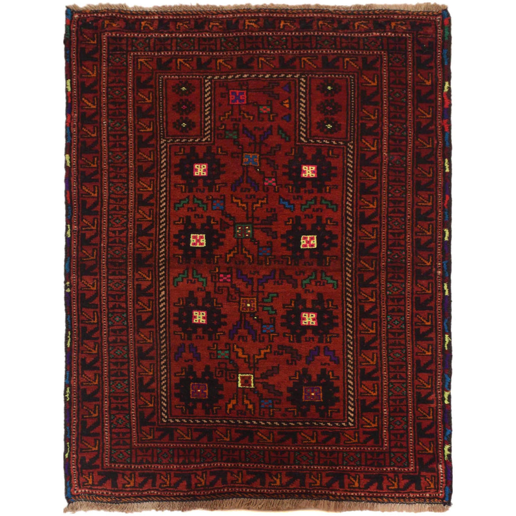Afghan Nomad Crafted Prayer Rug 3.9x2.8 ft