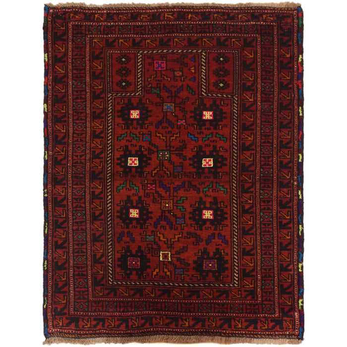Afghan Nomad Crafted Prayer Rug 3.9x2.8 ft