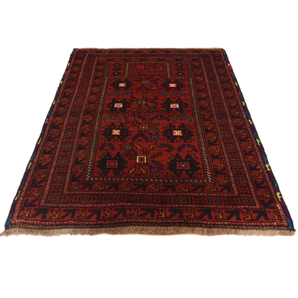 Afghan Nomad Crafted Prayer Rug 3.9x2.8 ft