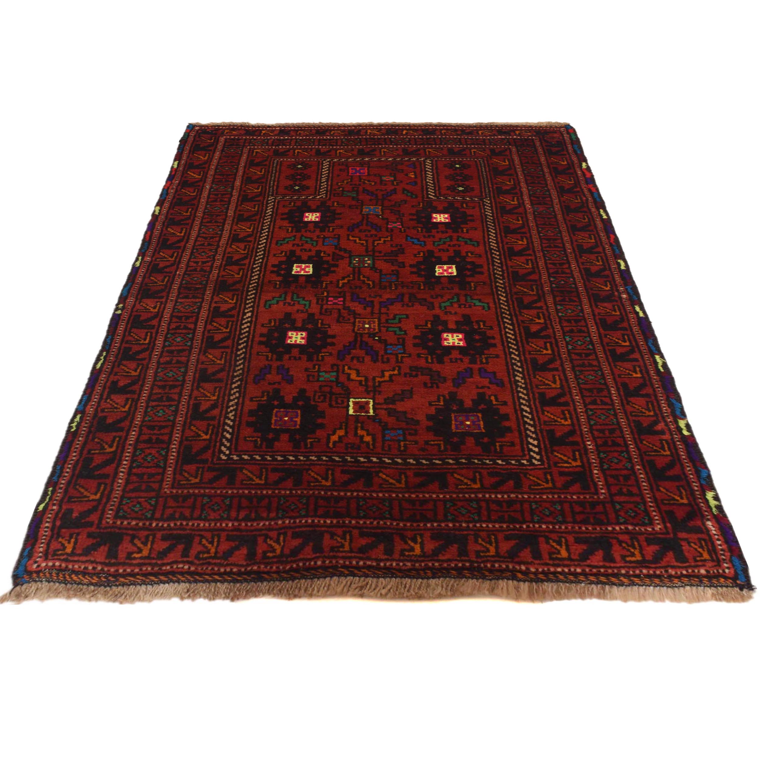 Afghan Nomad Crafted Prayer Rug 3.9x2.8 ft