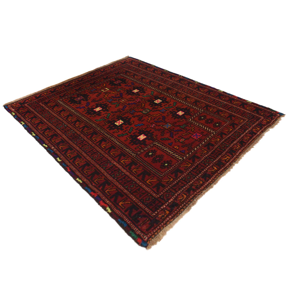 Afghan Nomad Crafted Prayer Rug 3.9x2.8 ft