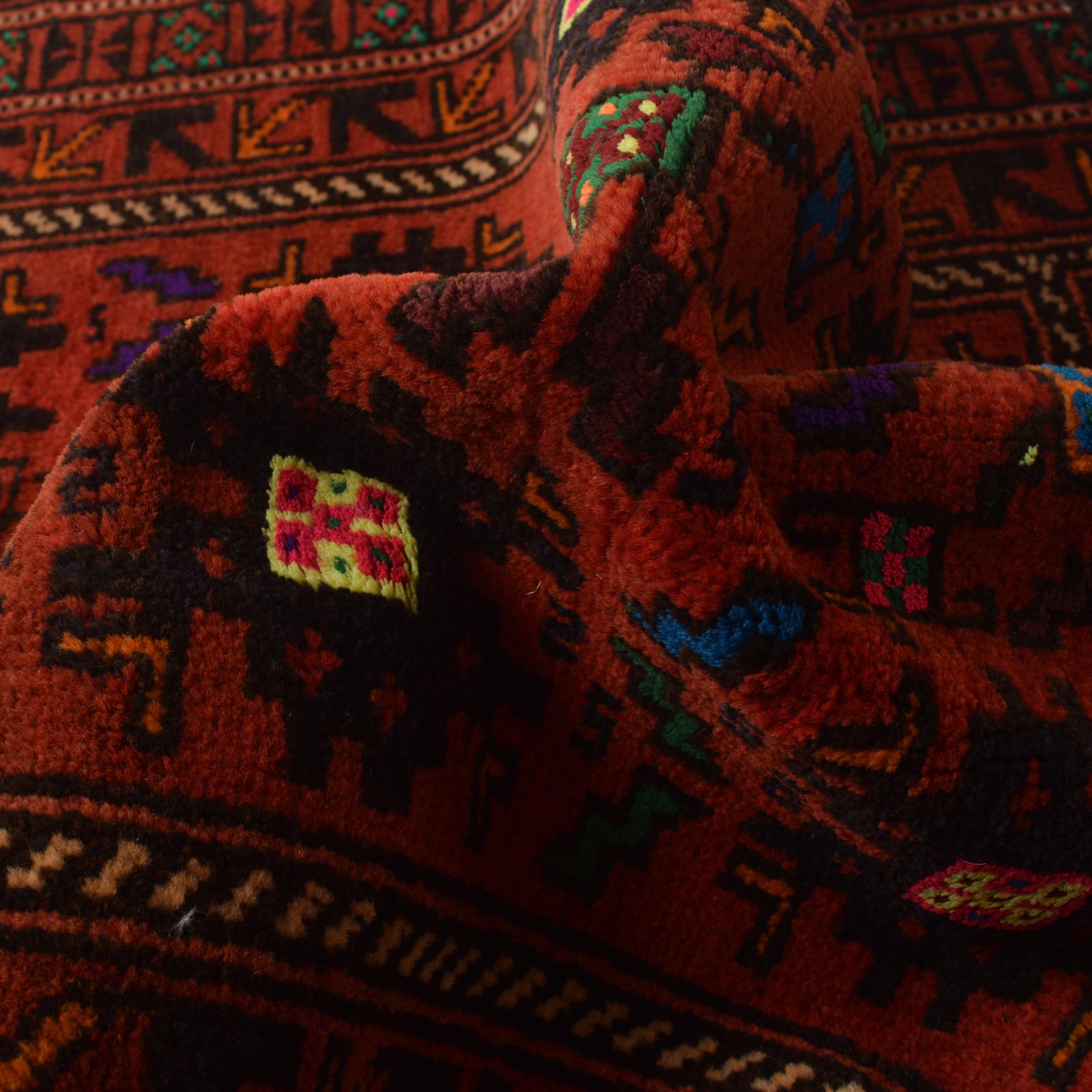 Afghan Nomad Crafted Prayer Rug 3.9x2.8 ft