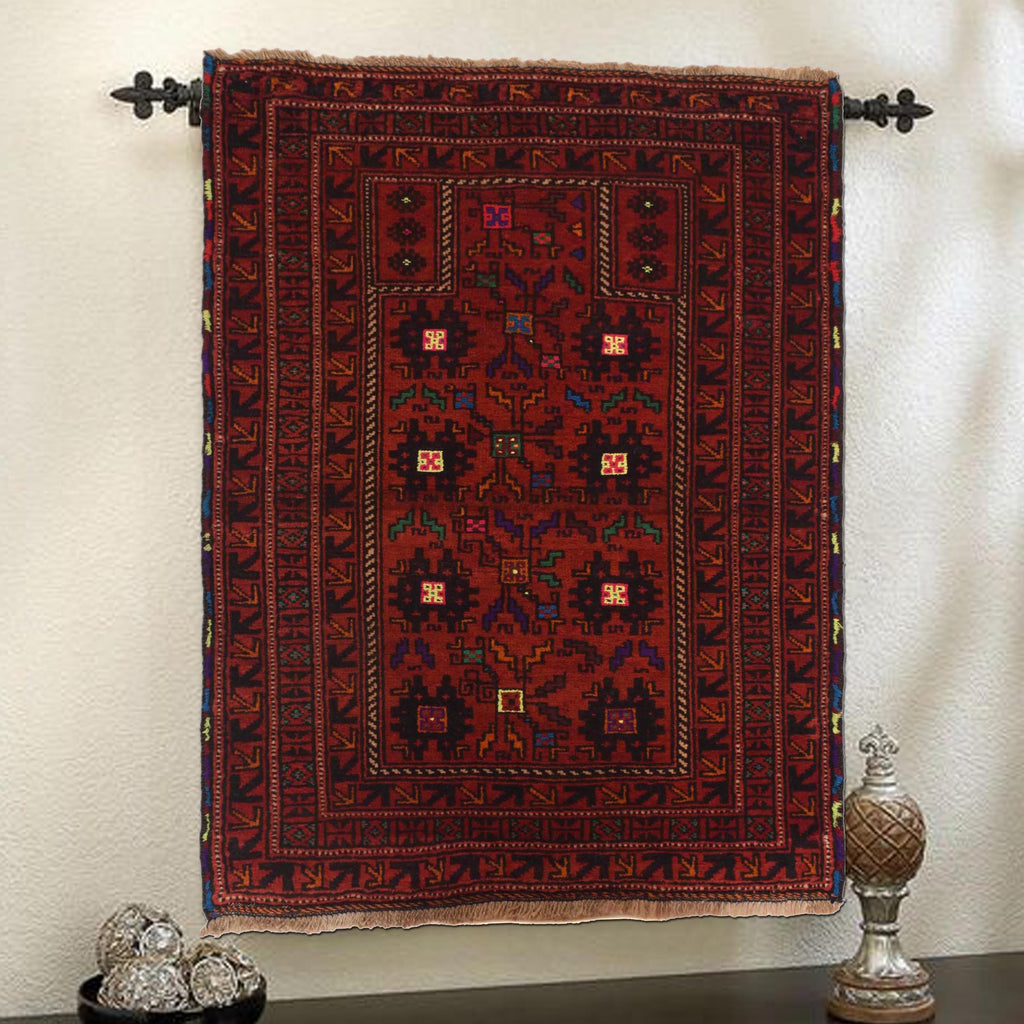 Afghan Nomad Crafted Prayer Rug 3.9x2.8 ft