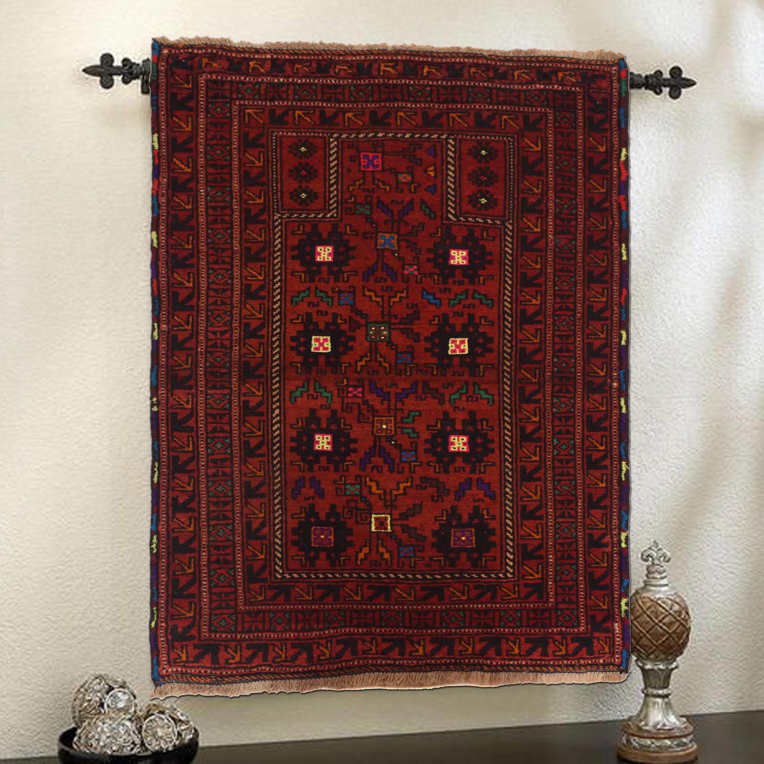 Afghan Nomad Crafted Prayer Rug 3.9x2.8 ft
