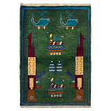 Afghan Nomad War AK47 Design Handmade Rug 2.8x2 ft
