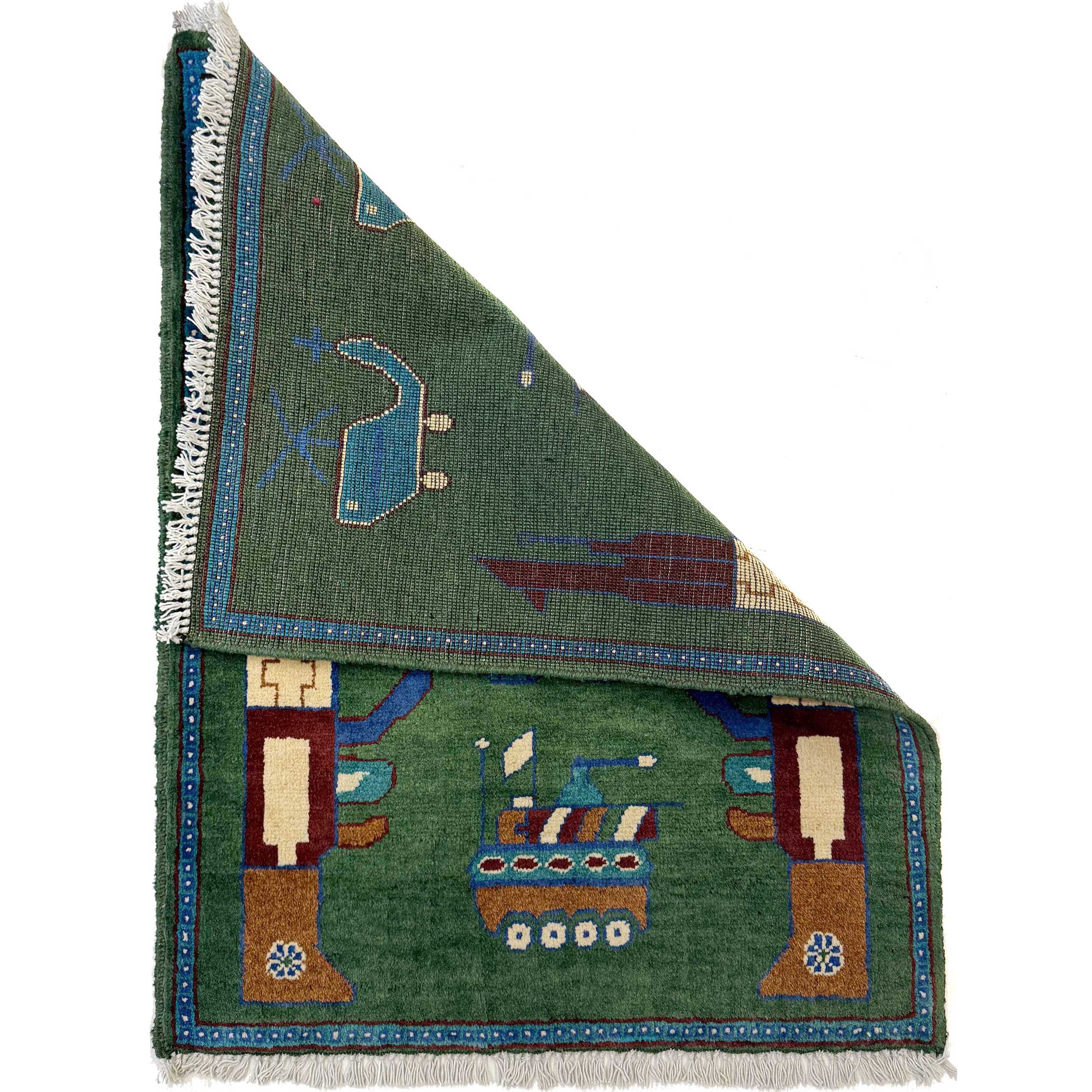 Afghan Nomad War AK47 Design Handmade Rug 2.8x2 ft