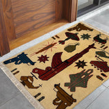 Traditional Afghan Battle AK47 Artwork Rug 2.6x1.9 ft