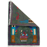 Vintage Afghan War History Tribal AK47 Rug 2.9x2 ft