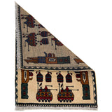 Tribal Afghan War Weapons Story Wool Carpet 2.7x2 ft