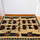 Tribal Afghan War Weapons Story Wool Carpet 2.7x2 ft