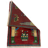 Authentic Afghan War Weapons Scene Wool Rug 2.9x2 ft
