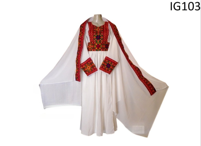 New tribal ethnic white simple embroidery